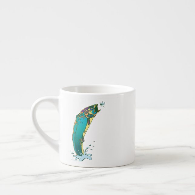 Tasse Expresso Pêche à la truite psychédélique (Gauche)