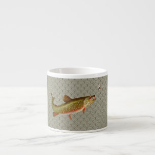 Tasse Expresso Pêche vintage à la truite arc-en-ciel