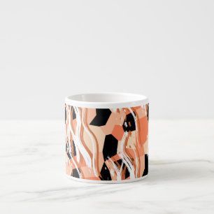 Tasse Expresso Pêcher noir blanc Motif Abstrait.