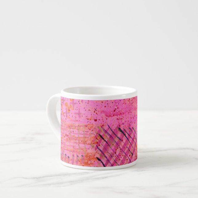 Tasse Expresso Peinture abstraite rose violet  (Devant gauche)