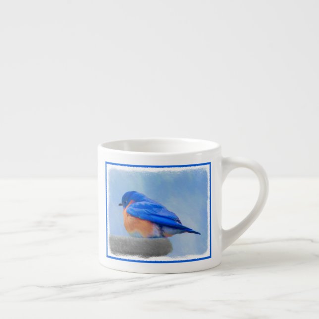 Tasse Expresso Peinture Bluebird - Art original pour oiseaux (Droite)