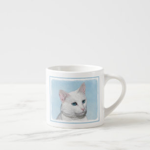 Tasse Expresso Peinture de chat blanc - Cute Original Cat Art