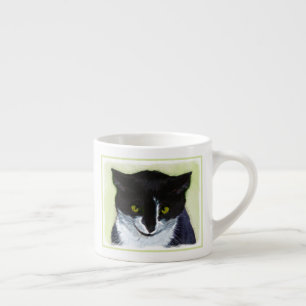 Tasse Expresso Peinture de chat Tuxedo - Cute Original Cat Art