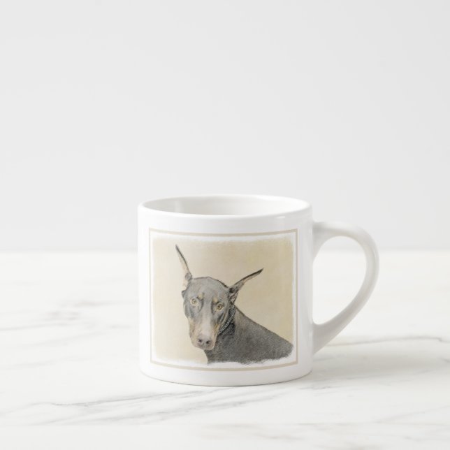 Tasse Expresso Peinture de Doberman Pinscher - Art original de ch (Droite)