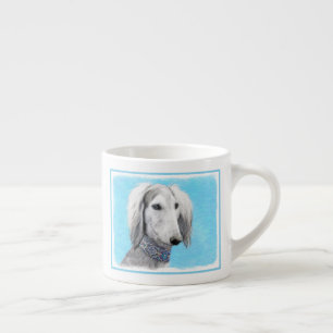 Tasse Expresso Peinture de Saluki (Argent) - Joli art original de