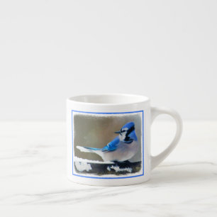 Tasse Expresso Peinture Jay Bleu - Art Oiseau Original