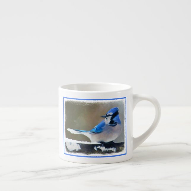 Tasse Expresso Peinture Jay Bleu - Art Oiseau Original (Droite)