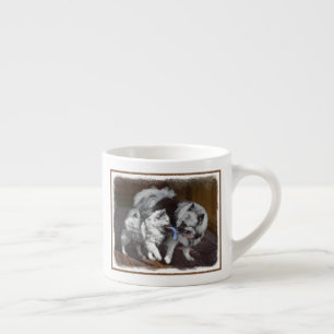 Tasse Expresso Peinture Keeshond Playtime - Jolie art original ch