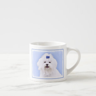 Tasse Expresso Peinture maltaise - Joli art original pour chien