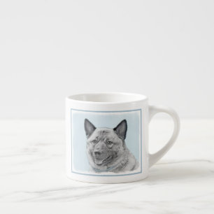 Tasse Expresso Peinture norvégienne Elkhound - Art original Chien