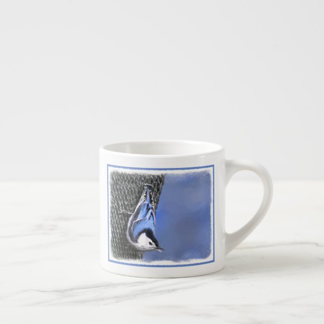 Tasse Expresso Peinture Nuthatch à poitrine blanche Art original (Droite)