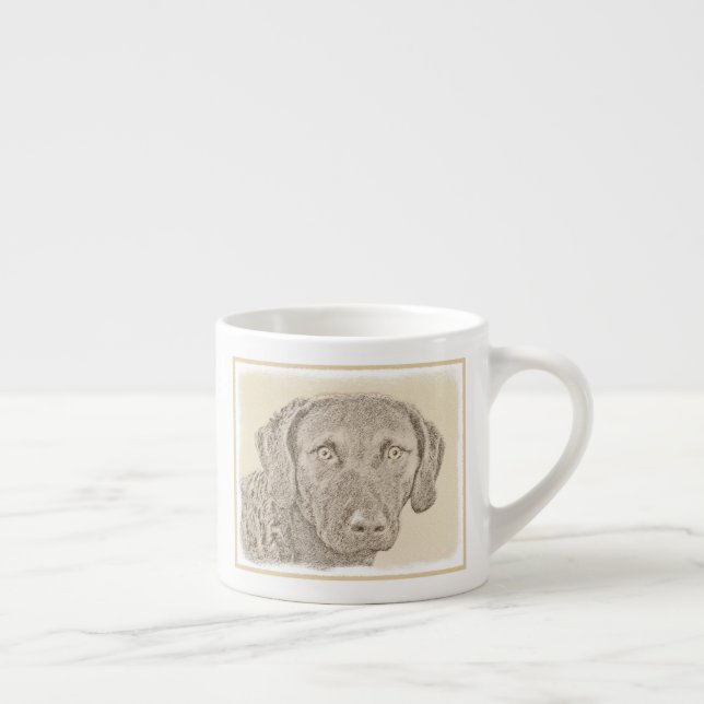 Tasse Expresso Peinture originale de chien par Retriever de Chesa (Droite)