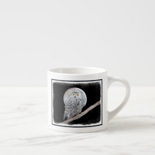 Tasse Expresso Peinture sur la Chouette neigeuse et la Lune - Art