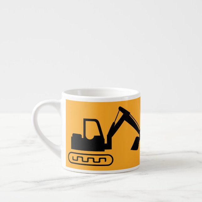 Tasse Expresso Pelle rétrocaveuse, jaune noir, travailleur  (Gauche)