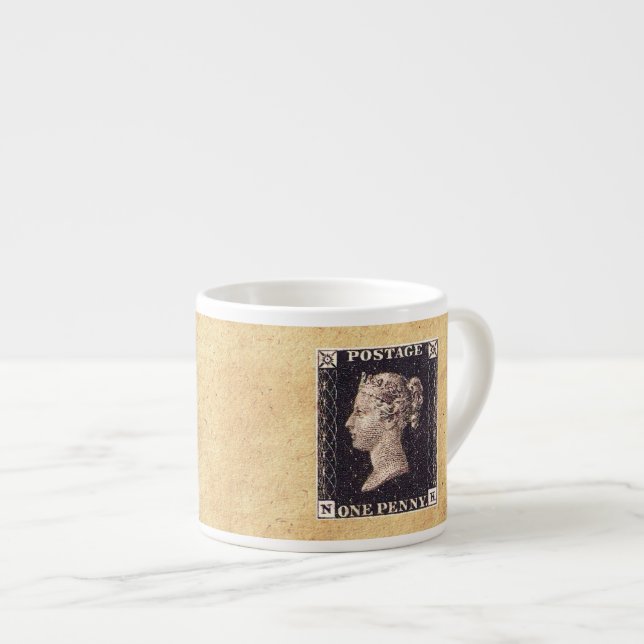 Tasse Expresso Penny Black Postage Timbre (Devant droit)