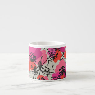 Tasse Expresso Peony Floral Vintage Motif sans joint.