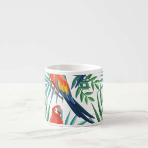 Tasse Expresso Perroquets tropicaux : Palmier luxuriant sans tran