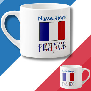 Tasse Expresso Personnalisation bleu drapeau français et France 