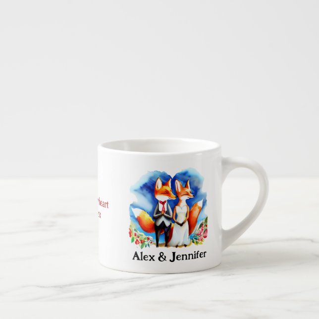 Tasse Expresso Personnalisé Fox Couple Names (Droite)