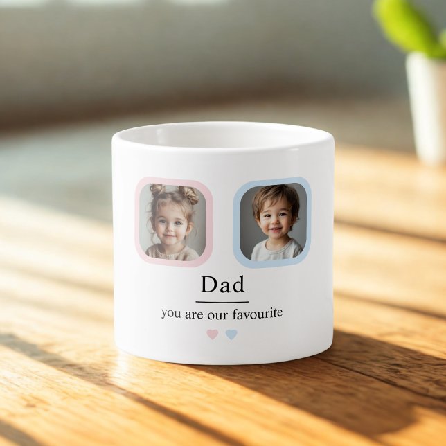 Tasse Expresso Personnalisé papa avec 2 enfants Photos Cadeau (Créateur téléchargé)