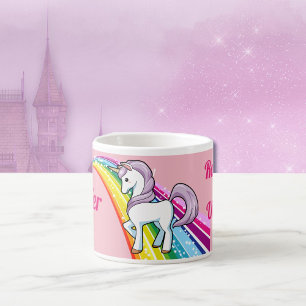Tasse Expresso Personnaliser NOM Unicorn Rainbow Little Girl's Cu