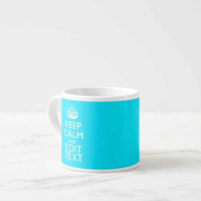 Tasse Expresso Personnalisez le calme de votre texte bleu turquoi (Devant gauche)