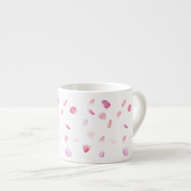 Tasse Expresso Pétales Roses romantiques (Devant droit)