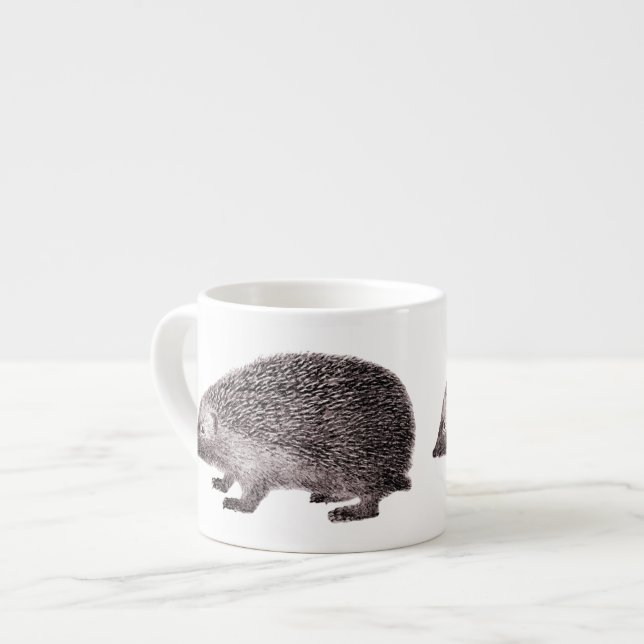 Tasse Expresso Petit hérisson adorable Hedgie de copie antique (Devant gauche)