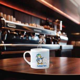 Tasse Expresso Petit manchot avec boules de neige agitant