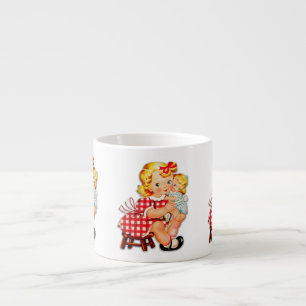 Tasse Expresso Petite fille rétro vintage poupée enfant