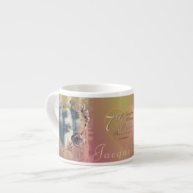 Tasse Expresso Photo 7e anniversaire du Mariage Rose Coppery Espr (Devant gauche)