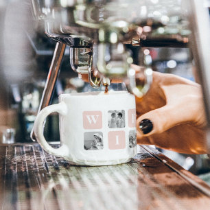 Tasse Expresso Photo Collage Moderne & Cadeau Rose Pour Lovely Wi