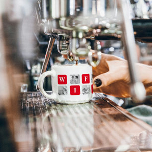 Tasse Expresso Photo Collage Moderne & Cadeau Rouge Pour Lovely W