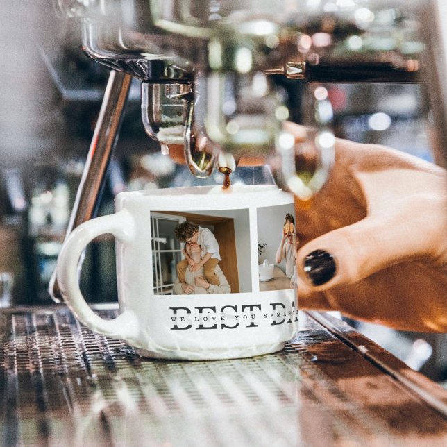 Tasse Expresso Photo Collage moderne & Gris Meilleur Papa Jamais  (Créateur téléchargé)