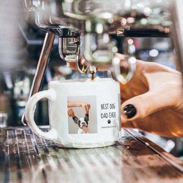 Tasse Expresso Photo Collage moderne Meilleur Papa Chien Jamais (Créateur téléchargé)
