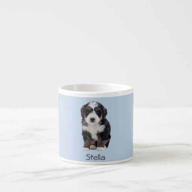 Tasse Expresso Photo de chien personnalisée - Bleu en poudre avec (Devant)