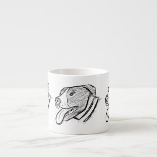 Tasse Expresso photo de pitbull dessiné à la main amateur de chie