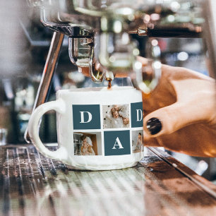 Tasse Expresso Photo et cadeaux de papa vert et de collage modern