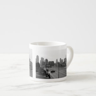 Tasse Expresso Photo Horizon-Noire et blanche de Kansas City du