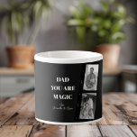 Tasse Expresso Photo personnalisée 'Papa, tu es magique' Deux Pèr<br><div class="desc">Célébrez la magie de la paternité avec notre coupe expresso personnalisée "Papa, tu es magique" ! Ce design unique présente un arrière - plan noir élégant, une photo chère de deux pères, et le message sincère "Papa, tu es magique". Ajoutez une touche spéciale en la customisant avec le nom de...</div>
