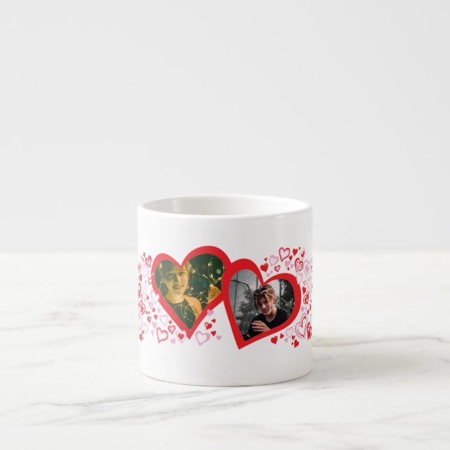 Tasse Expresso Photos de coeur de café amoureux ou mariage (Devant)