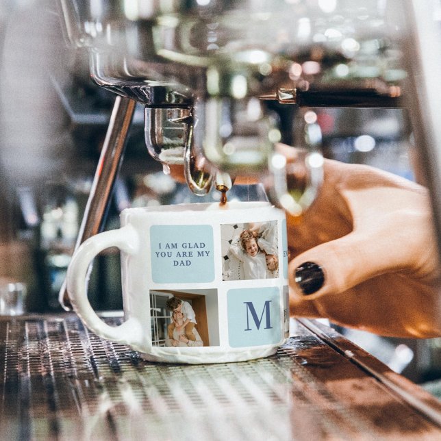 Tasse Expresso Photos de Collage moderne Bleu Meilleurs Pères Cad (Créateur téléchargé)