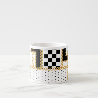 Tasse Expresso Pierres précieuses, chaînes d'or, motif sans soudu
