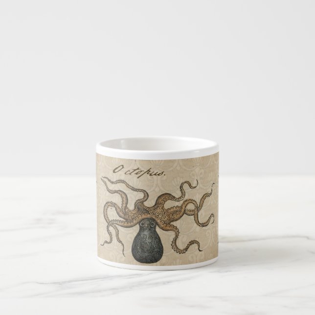 Tasse Expresso Pieuvre Kraken Antique Faune Marine Côtière (Devant)
