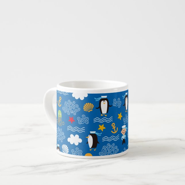 Tasse Expresso Pingouins et marins (Devant gauche)