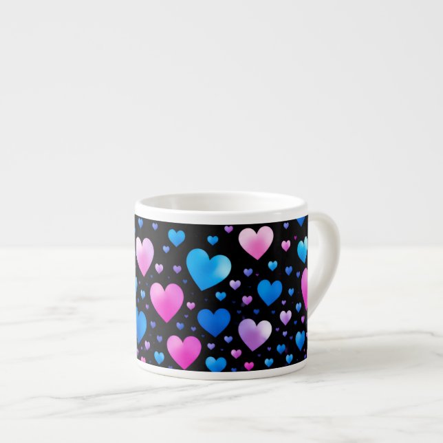 Tasse Expresso Pink & Blue Glowing Hearts  (Devant droit)