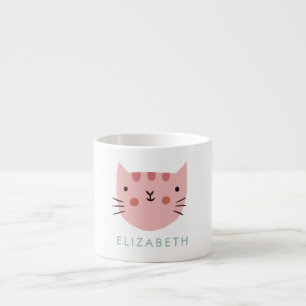 Tasse Expresso Pink Cat Cute Nom personnalisé