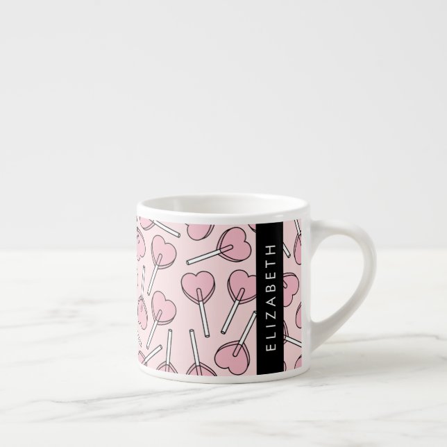 Tasse Expresso Pink Lollipops, Heart Lollipops, Lolly, Your Name (Droite)