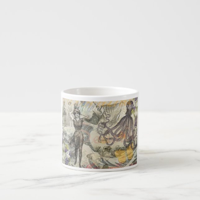 Tasse Expresso Plage de la Pieuvre Antique Steampunk Côtière (Devant)