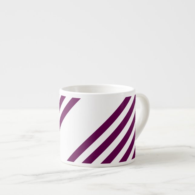 Tasse Expresso Plum et blanc cinq bandes motif (Devant droit)